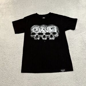 Sullen Art Collective Shirt Womens Small Petite Black Short Sleeve Skulls Cotton